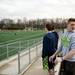 Players from the Skyline lacrosse teams watch a girl's game on Monday, April 8. Daniel Brenner I AnnArbor.com